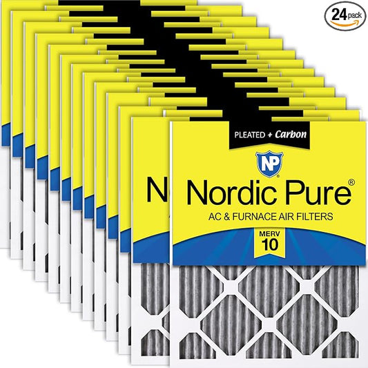 Nordic Pure 15x20x1 Furnace Air Filters MERV 10 Pleated Plus Carbon 24 Pack by NordicPure
