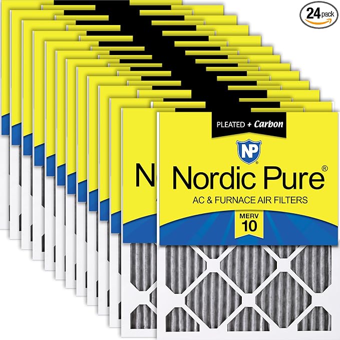 Nordic Pure 18x24x1 Furnace Air Filters MERV 10 Pleated Plus Carbon 24 Pack by NordicPure