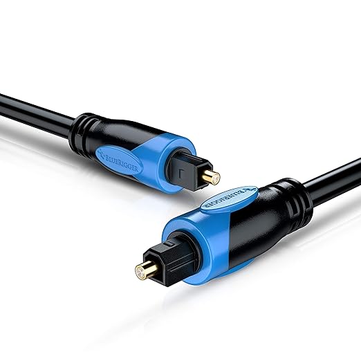 BlueRigger Digital Optical Audio Toslink Cable (30FT, Fiber Optic Cord, in-Wall CL3 Rated, 24K Gold-Plated) - Compatible with Home Theatre, Sound Bar, TV, Xbox, PlayStation PS4