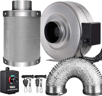iPower GLFANXINL4FILT4MD8CTR 4 Inch 190 CFM Inline Fan Carbon Filter 8 Feet by iPower