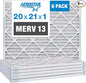 Aerostar 20x21x1 MERV 13 Pleated Air Filter, AC Furnace Air Filter, 6 Pack by AirFiltersDelivered