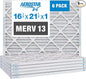 Aerostar 16 1/4x21 1/2x1 MERV 13 Pleated Air Filter, AC Furnace Air Filter by AirFiltersDelivered