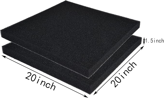 Hipanda 2 Pack Aquarium Bio Filter Sponge Pad 20"x20"x1.5", Bio Filter Media - Image 2
