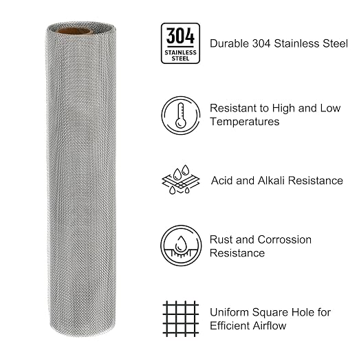 PATIKIL 40" L x 16" W Woven Wire Mesh, 26 Mesh 304 Stainless Steel Air Vent - Image 3