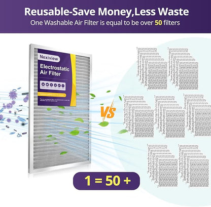 16x25x1 Furnace Filter-MERV8, Washable & Reusable Electrostatic Air Filter - Image 2