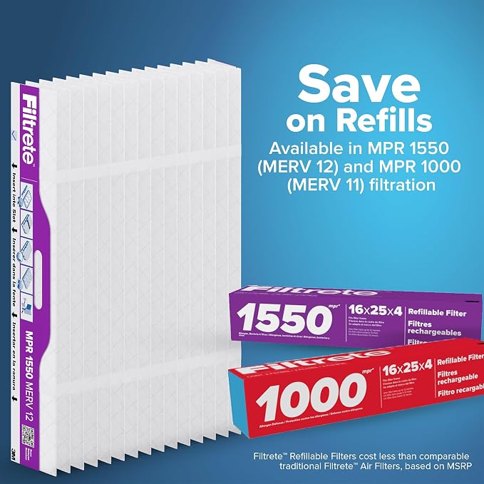 Filtrete 20x25x4 Refillable Air Filter Starter Kit, MPR 1550, MERV 12, 1 - Image 8