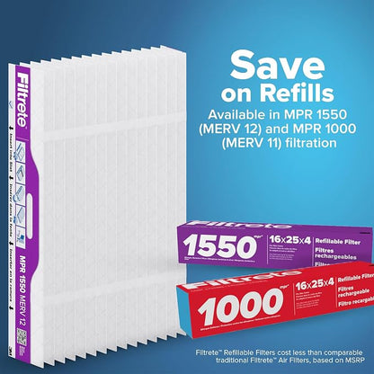 Filtrete 20x25x4 Refillable Air Filter Starter Kit, MPR 1550, MERV 12, 1 - Image 8
