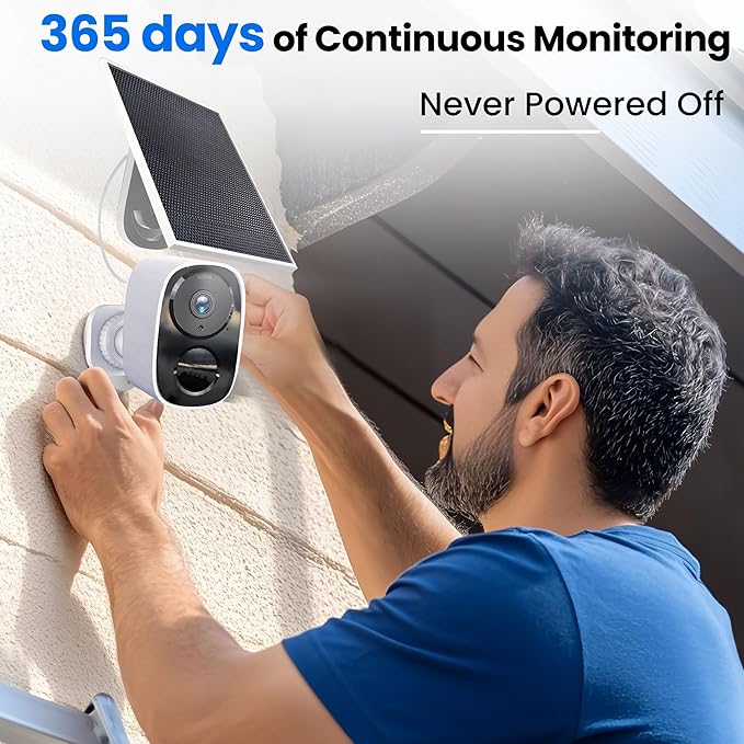HITELLARCAM 2025 Upgraded 2K Security Cameras Wireless Outdoor with Solar Panels, Free Cloud Storage, AI Motion Detection Spotlight Siren Alarm Outdoor Camera Wireless, 2-Way Talk, IP66 Waterproof