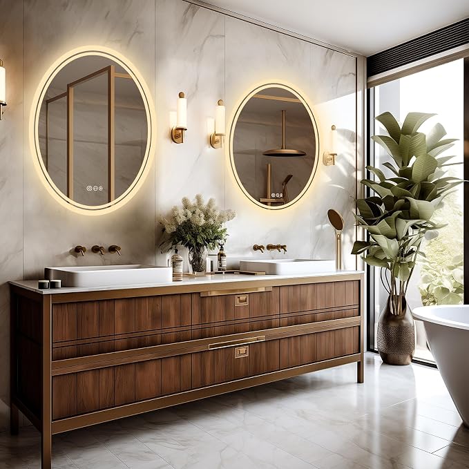LUVODI Lighted LED Bathroom Mirror: 28”x20” Oval Anti-Fog Dimmable Wall Mounted - Image 8