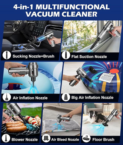 WADEO Car Vacuum Portable Cordless 18000PA, 4-in-1 Handheld Vacuum Cleaner and - Image 4