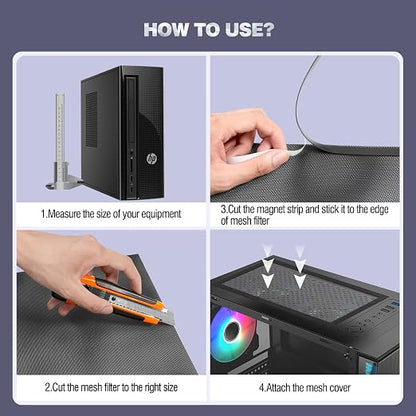 MoKo 400x300mm DIY PC Case Dust Mesh Filter, PVC Dustproof Magnetic Dust Filter - Image 5
