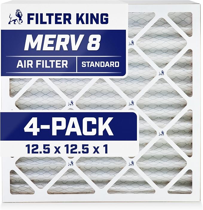 Filter King 12.5x12.5x1 Air Filter | 4-PACK | MERV 8 HVAC Pleated A/C Furnace by FilterKing