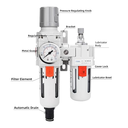 NANPU 3/8" NPT Auto-Drain Air Filter Regulator Lubricator Combo Water/Oil Trap - Image 2