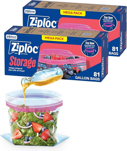 Ziploc Gallon Food Storage Bags, Stand-Up Bottom by Ziploc
