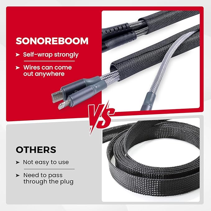 Automotive Wire Sheathing Split Wire Loom Braided Mesh Woven Cable Sleeve for Wires/Cable Cord Protector (3/8" - 65 Feet)