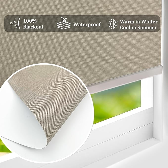 COOLWINDS Motorized Blinds with Remote Cordless Automatic Motorized Shades Custom Blinds for Windows Smart Curtains Compatible with Alexa Google Home(Blackout Sweet Latte,W57 x H72in)