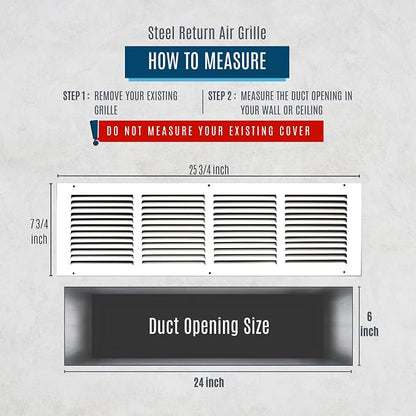 Fits 24x6 Duct Opening | Steel Return Air Grille by Handua | Vent Cover Grill - Image 2