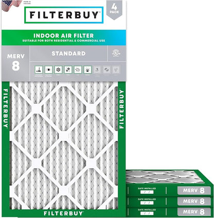 Filterbuy 20x32x1 Air Filter MERV 8 Essential Dust & Allergy Defense, by Filterbuy