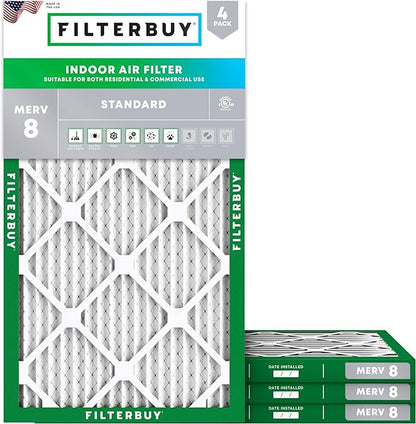 Filterbuy 11.25x23.25x1 Air Filter MERV 8 Essential Dust & Allergy Defense by Filterbuy