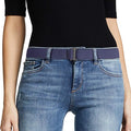 JASGOOD Women No Show Stretch Belt Elastic Web Strap Belt with Flat Buckle for Jeans Pants Dresses