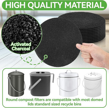 10PCS Compost Bin Charcoal Filters- 6.7inch Activated Carbon Filters，Round - Image 6