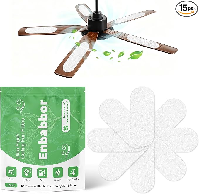 15 Pack Ceiling Fan Filter Pads, Activated Carbon & Zeolite Blend by PestBugsRepellent