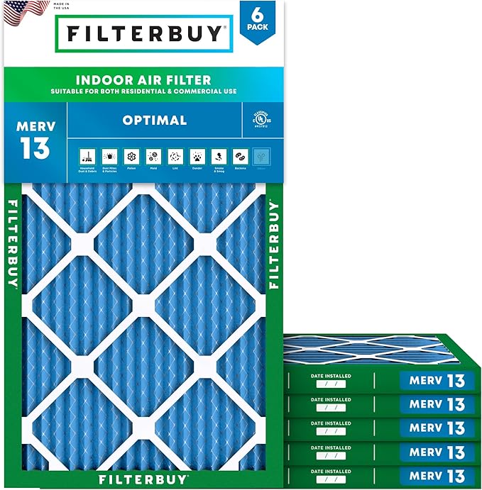 Filterbuy 17x25x1 Air Filter MERV 13 Optimal Smoke & Allergy Defense, by Filterbuy