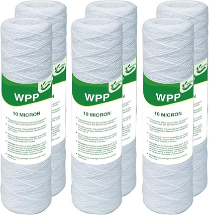 10 Micron String Wound Whole House Water Filter 10" x 2.5", 10-inch Universal by Vegebe