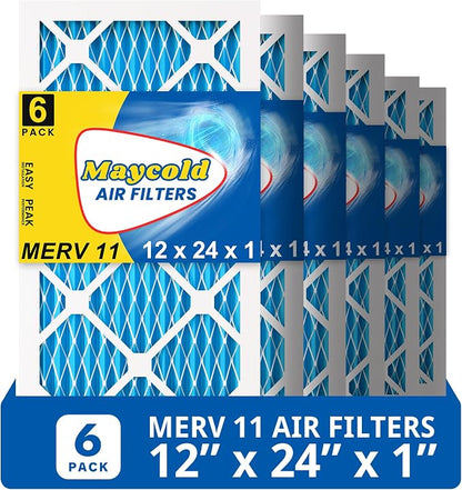 Maycold 12x24x1 MERV 11 Furnace Air Filter, High-Performance HVAC AC Filters by Maycold