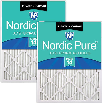 Nordic Pure 14x30x1 Pleated Air Filters MERV 14 Plus Carbon 2 Pack by NordicPure