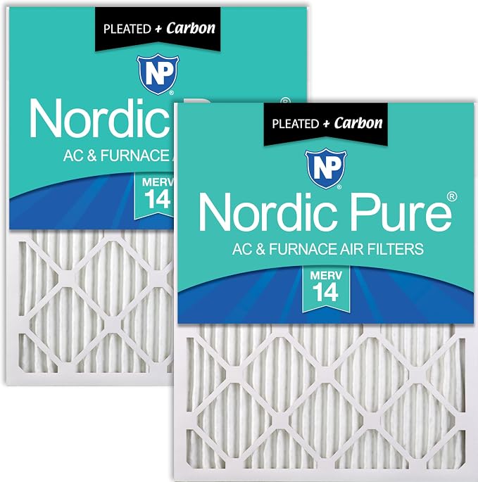 Nordic Pure 24x24x1 Pleated Air Filters MERV 14 Plus Carbon 2 Pack by NordicPure