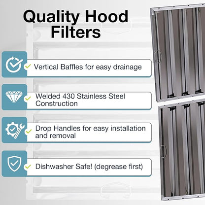 20" x 25" Stainless Steel Commercial Hood Filter – Dishwasher Safe, Welded - Image 5