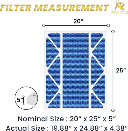 MervKing 20x25x5 Air Filter Actual Size: 19.88" x 24.88" x 4.38" MERV 11 MPR - Image 2