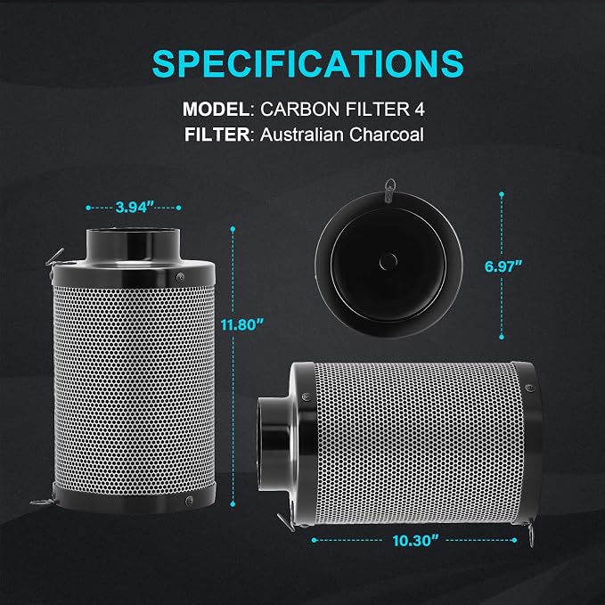 iPower 4 Inch Air Carbon Filter Odor Control - Image 3