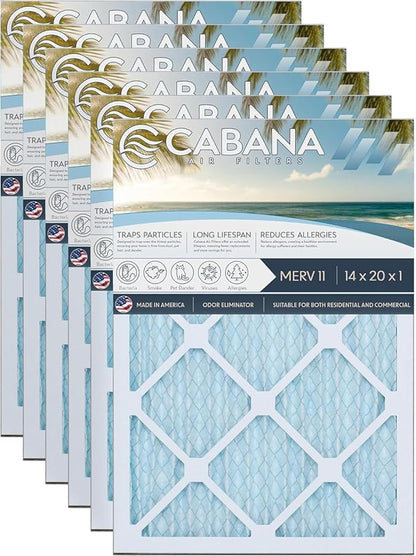 Cabana Filters 6-Pack 14x20x1 MERV 11 AC Furnace Air Filter by CabanaAirFilters