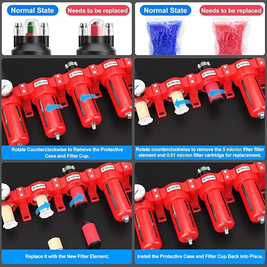 TAILONZ PNEUMATIC 0-150PSI 1/2 Inch NPT Red Industrial Grade 5 Stage Air Drying - Image 6