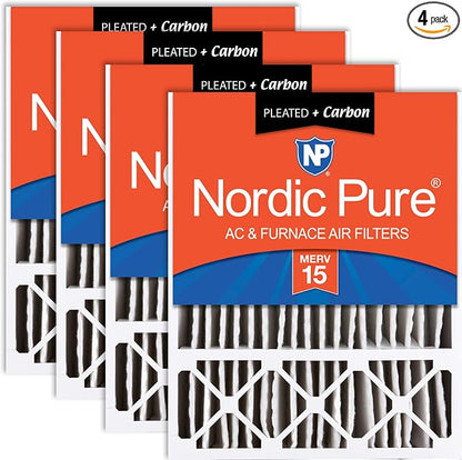 Nordic Pure 20x25x5 Honeywell Replacement Air Filters MERV 15 Plus Carbon 4 Pack by NordicPure