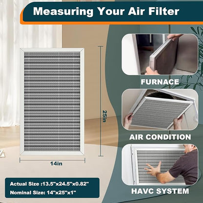 14x25x1 Reusable Air Filter, MERV 8, Permanent Electrostatic Air Filter - Image 3