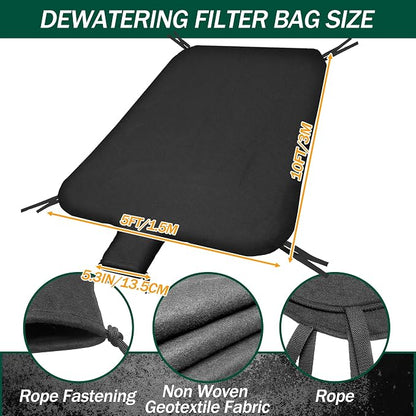 5 x 10ft Dewatering Bags with Drawstring Extra Large Dewatering Filter Bag Silt - Image 5
