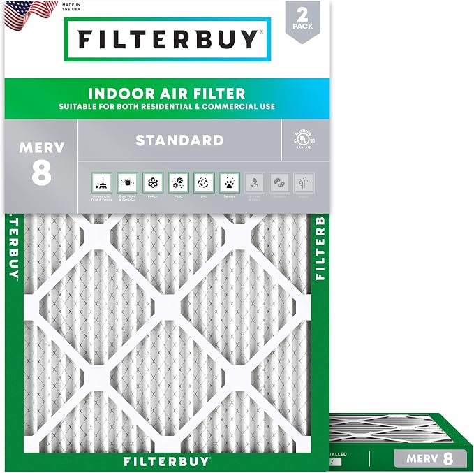 Filterbuy 16x21x1 Air Filter MERV 8 Essential Dust & Allergy Defense, by Filterbuy