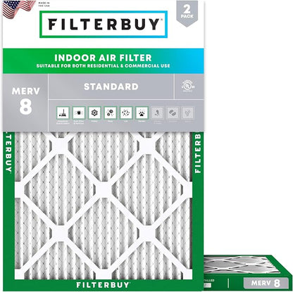 Filterbuy 16x21x1 Air Filter MERV 8 Essential Dust & Allergy Defense, by Filterbuy