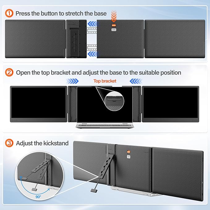 New Upgraded Laptop Screen Extender Portable Monitor, 1080P FHD IPS Screen, Monitor Extender for Laptop, Fit for 13-17" Laptops, Plug & Play Compatiable with Windows/Mac/Android/Switch (14 inch)