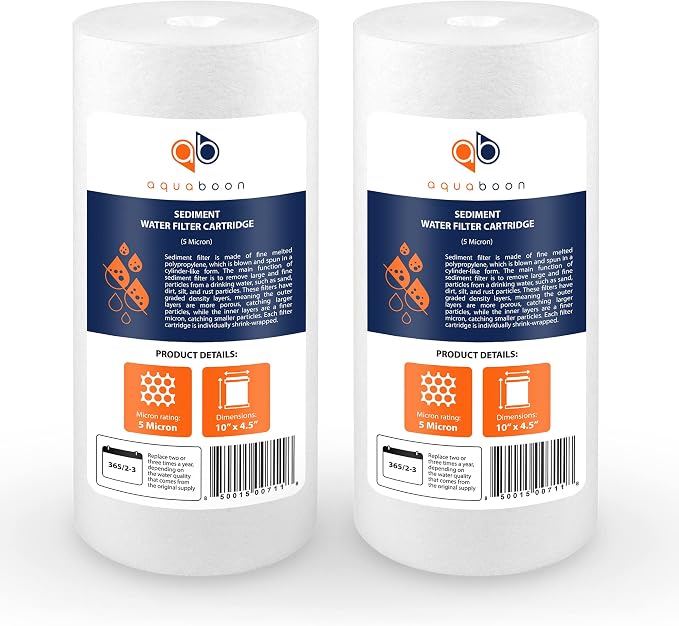 Aquaboon 5 Micron 10 x 4.5 Well Water Sediment Filter Replacement Whole House by Aquaboon