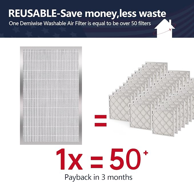 16x25x5 Reusable Electrostatic Air Filter, MERV 8 Lifetime Aluminum AC/HVAC - Image 2