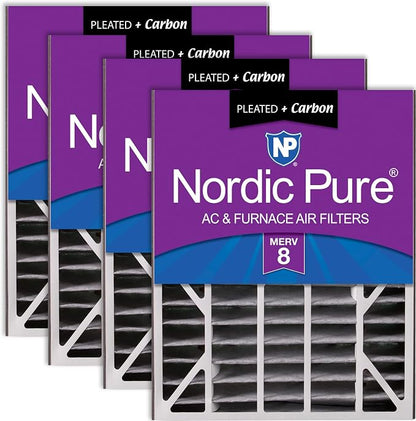Nordic Pure 20x25x5 Air Bear AC Filter Replacement MERV 8 Plus Carbon 4 Pack by NordicPure