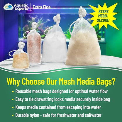 Aquatic Experts Extra Fine Aquarium Media Bag, Durable Drawstring Bags - Image 2