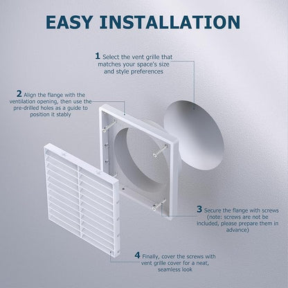 Air Vent ABS Louver Grille Cover 6 Inch, External Wall Vent Cover - Image 6