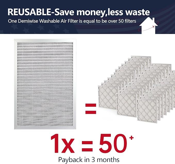 18x24x1 Air Filter, Washable & Reusable Aluminum AC/HVAC Furnace Electrostatic - Image 2
