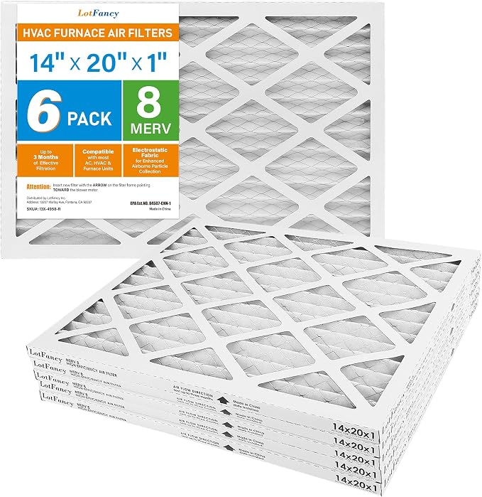 LotFancy 14x20x1 Air Filter MERV 8 6-Pack, Electrostatic Pleated Furnace & AC - Image 9