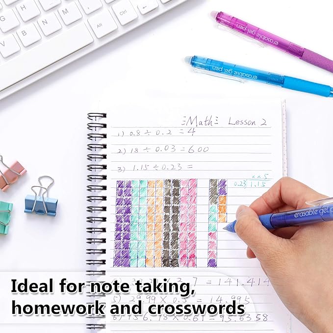 Vanstek 18 Colors Retractable Erasable Gel Pens Clicker, Fine Point(0.7), Make Mistakes Disappear, Premium Comfort Grip for Drawing Writing Planner and Crossword Puzzles